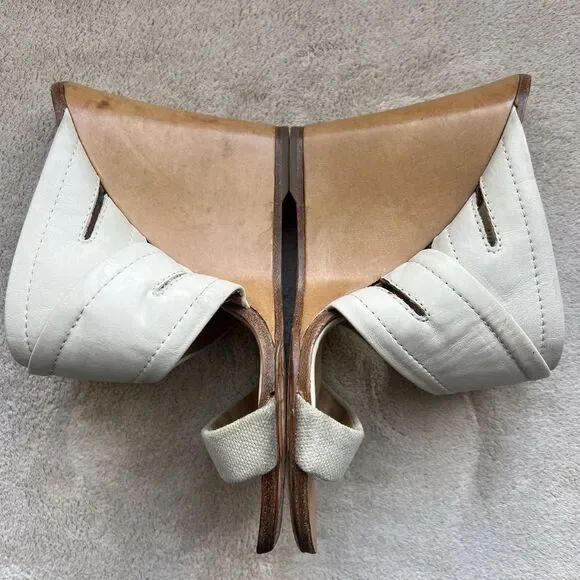 Rag & Bone Bone Leather & Canvas Wedge Wood Heel Sandals Women EU 36 US 5.5 - 6